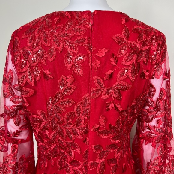 Emma Street Red Embroidered, Sequined, Bell sleeved, V-neck Midi dress, S, NWOT - Picture 8 of 16